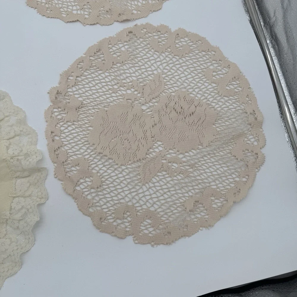 Vintage Doily Lot‎ Of 4 Floral Center Lace Trim Crochet Round Cottage Cotton